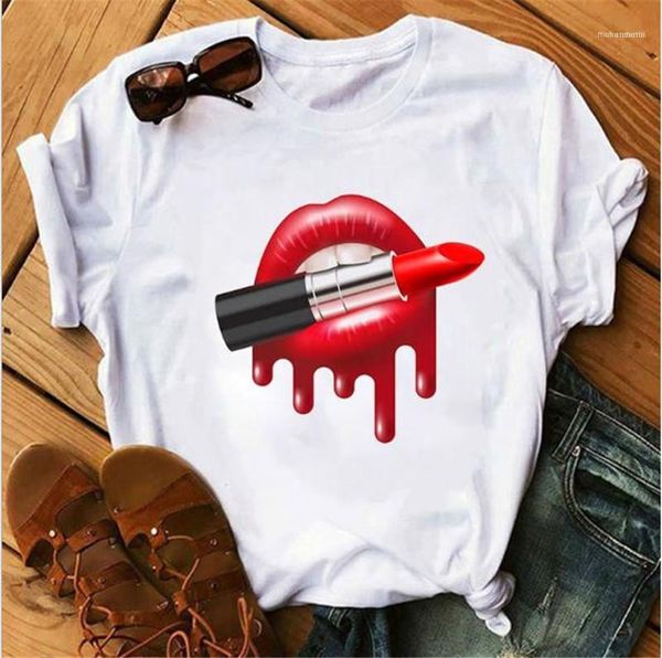 

designer tees streetwear sweet clothing lip letter floral womens tshirts o neck short sleeve slim summer womens, White