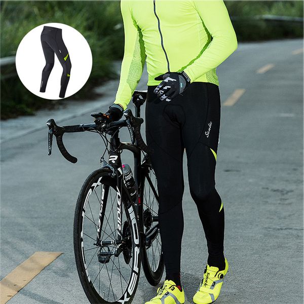 

santic men winter cycling tights gel pad fleece breathable warm bicycle bike sponge padded pants bike legging cycle clothing, Black;blue
