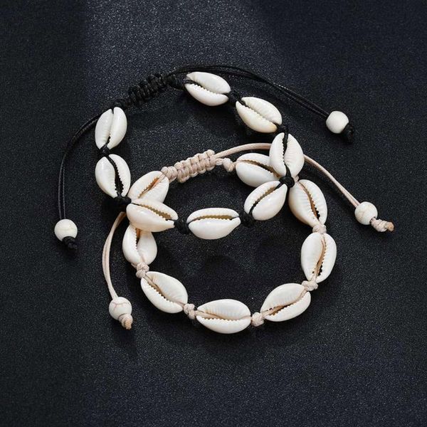 

bohemia shell rope chain bracelet women hawaiian style beach sea shell bracelet hand-woven jewelry party gift d88, Black