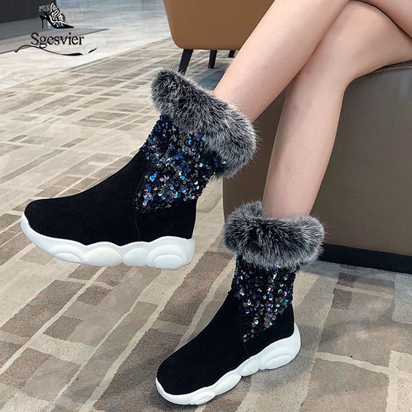 

sgesvier 2020 big size 33-46 fashion soft leather ankle boots comfortable flat heel keep warm ladies shoes 3 colors women boots, Black