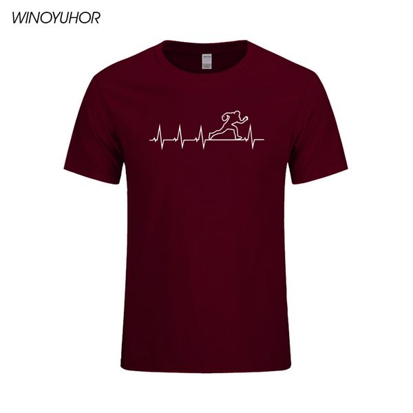 

rugbying heartbeat t-shirts men summer fashion short sleeve t shirt cotton funny printed hip hop mens tee