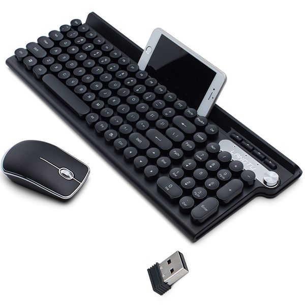 

rechargeable wireless keyboard mouse set retro punk keyboard waterproof multimedia groove design computer game mouse