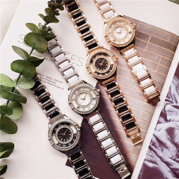 

40mm quartz diamonds watches roman number dials mens watches new fashion designer wristwatches 6colors with opp bag ship, Slivery;brown