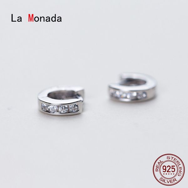 

hoop & huggie la monada earrings for women silver 925 fine jewelry vintage inlay sterling, Golden;silver