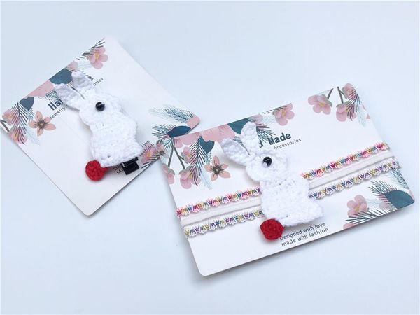 

10pcs fashion cute crochet hairpins hair clips pom pom headbands princess easter headwear hair accessories for girl, Slivery;white
