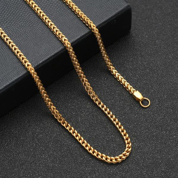 

width 4mm 316l titanium steel plated gold chain necklace men hip hop rock style jewelry length 60cm drop shipping, Silver
