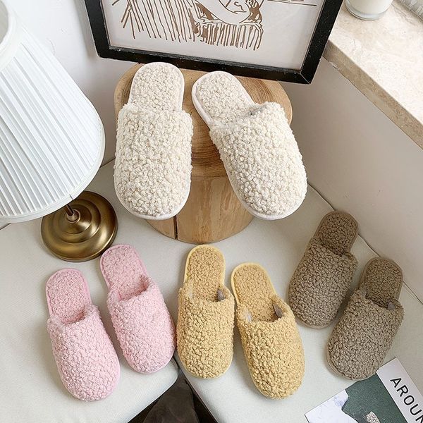

cover round toe ladies shoes woman slippers autumn winter new faux fur mules lazy women shoes furry fluffy hairy slides, Black