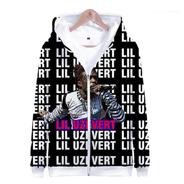 

mens hoodies lil uzi vert 3d print cardigan mens sweartshirts long sleeve o-neck loose, Black