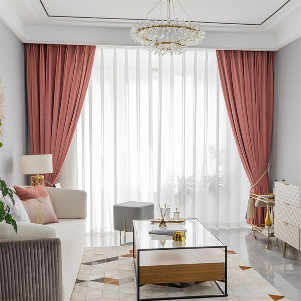 

simple modern nordic flannel curtain high blackout bedroom solid room luxury velvet finished curtains for living color curtains