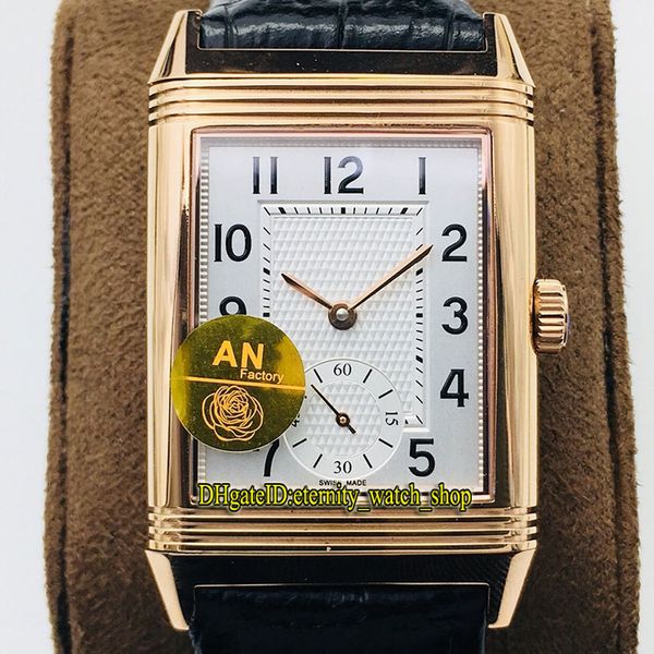 

anf version reverso flip on both sides dual time zone 3842520 white dial cal.854a/2 mechanical hand-winding mens watch rose gold watches, Slivery;brown