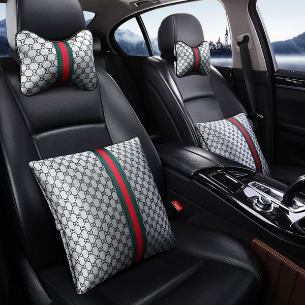 

car accessories headrest pillows 2 pcs for car seat cover 4pc 6pcs set neck pillows seat belt coves steering wheel cover gray