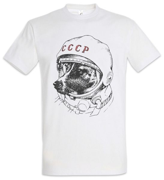

space dog laika t-shirt russian russia russischer soviet union astronaut men's cotton clothing ringer t shirt