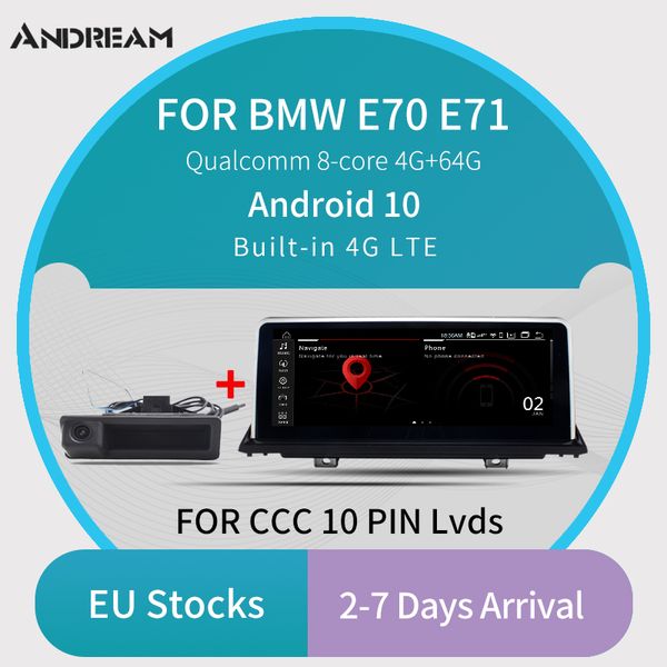 

10.25" android 10 qualcomm 8 core car dvd multimedia player for e70 e71 e72 x5 x6 bluetooth gps navigation head unit