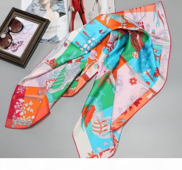 

hand roll edges 100% silk scarf 90 large square silk scarfs wraps foulard women head scarves for hair wrapping