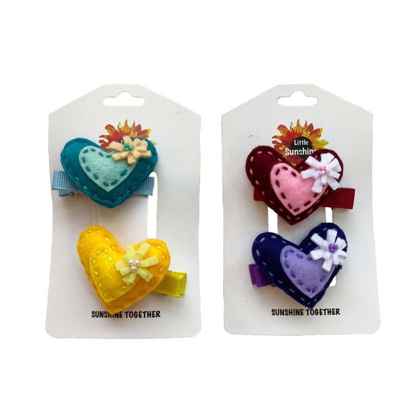 

handmade felt love heart hair grip for baby girl ,hair accessories, Slivery;white