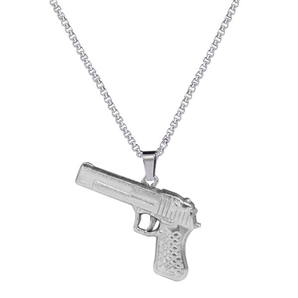 

gun pendant necklace100% full staineless steel, Silver