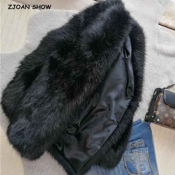 

2020 winter v neck hairy shaggy black faux fur jacket long sleeve furry faux fur women coat keep warm short outerwear