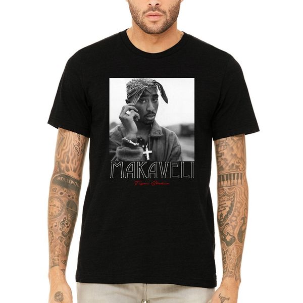 

2019 summer tee shirt misky & stone makaveli 2pac shakur black and white autograph t-shirt tee cotton t-shirt