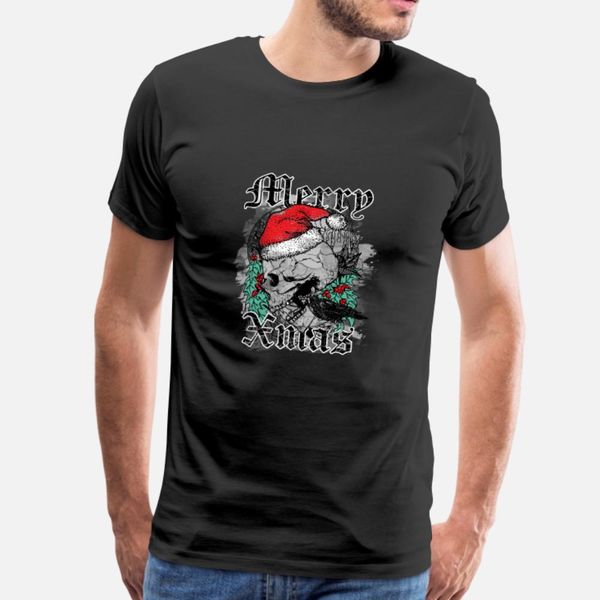 

merry christmas skull gift t shirt men print tee shirt round neck normal gift authentic summer letters shirt