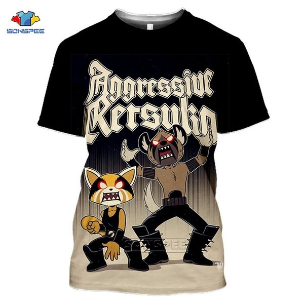 

punk death metal aggretsuko summer homme oversize cartoon game 3d print shirts humor humor humor men clothing