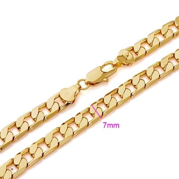 

wholesale gift splendid yellow gold tone necklace solid chain 23.6inch, Silver