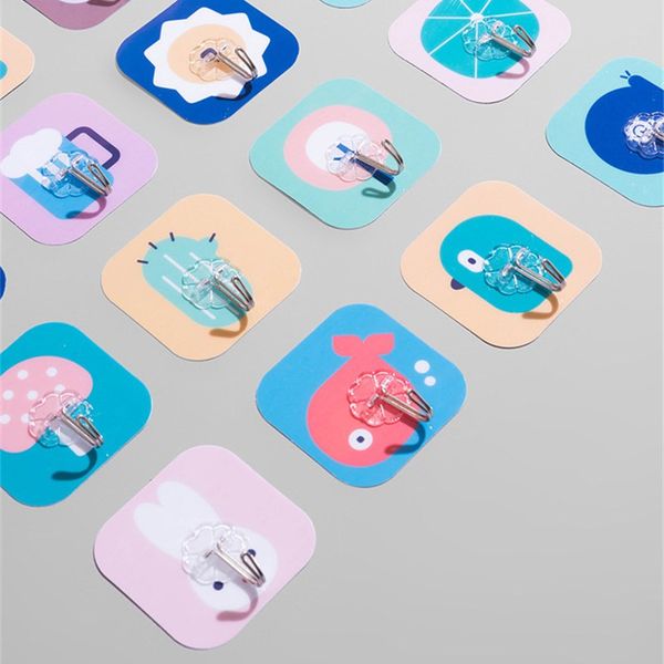 

7.5cmx7.5cm cartoons strong self-adhesive door wall hanging hook kitchen viscose hook creative nail-hooks