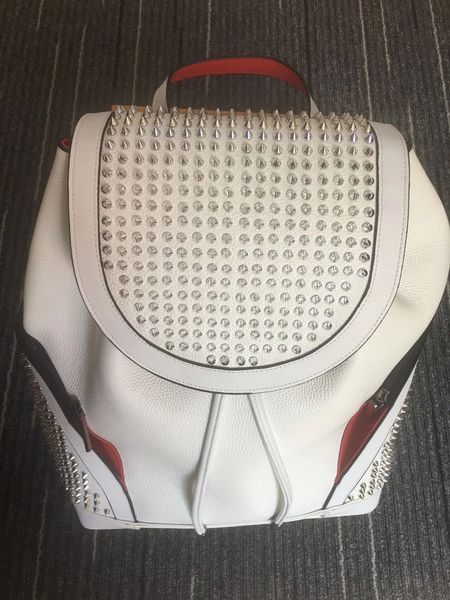 

fashion lovers backpack bags famous red color bottom lovers school bag fashion studded rivets women and men handbag