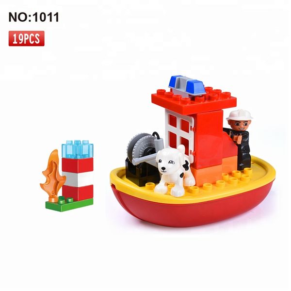 

19pcs diy duploed big size building blocks city fire brigade bricks enlighten baby toys for children qyldlo mywjqq