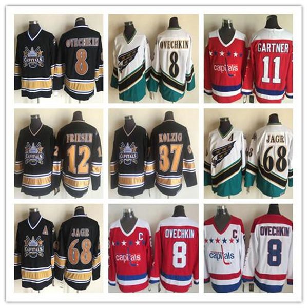

alex ovics king jersey 1990 vintage washington capitals 37 kolzig 12 jeff friesen 68 jaromir jagr hockey jersey customiz, Black