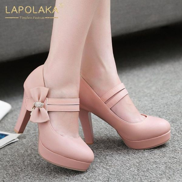 

lapolaka new fashion 2020 mary janes pumps woman shoes platform high heels sweet bowtie concise spring shoes ladies pumps, Black