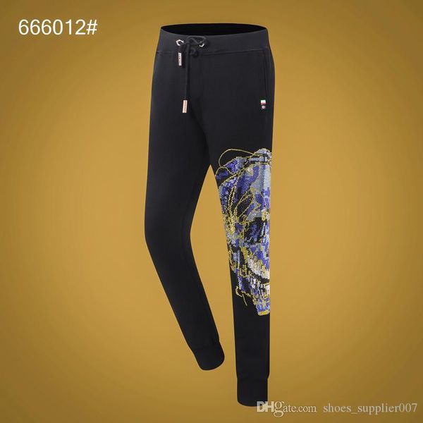 

2020ss women mens designer luxury pants pp phillip plain trousers stylist off champ white skull supre ape hoodie sweater pant 11, Black