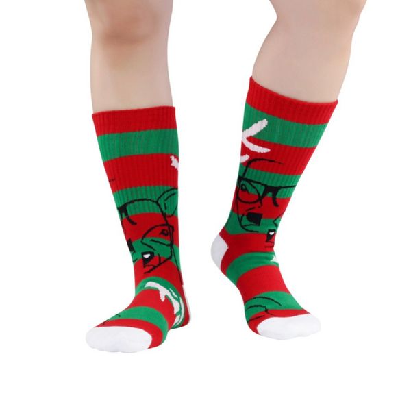 

casual socks sports socks christmas gift deer printed cartoon funny mid tube cotton shopping travel unisex, Black