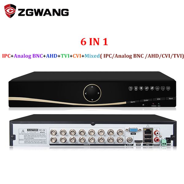 

6 в 1 гибридный 4ch 8ch 16ch видео recoreder ahd cvi tvi ipc 5mp 1080p nvr dvr для аналогового ahd камеры wifi cctv ip камеры монитор, Black;white