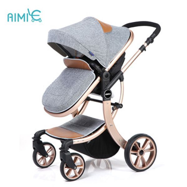 

baby stroller folding baby children's four seasons universal newborn stroller leather 2 in 1