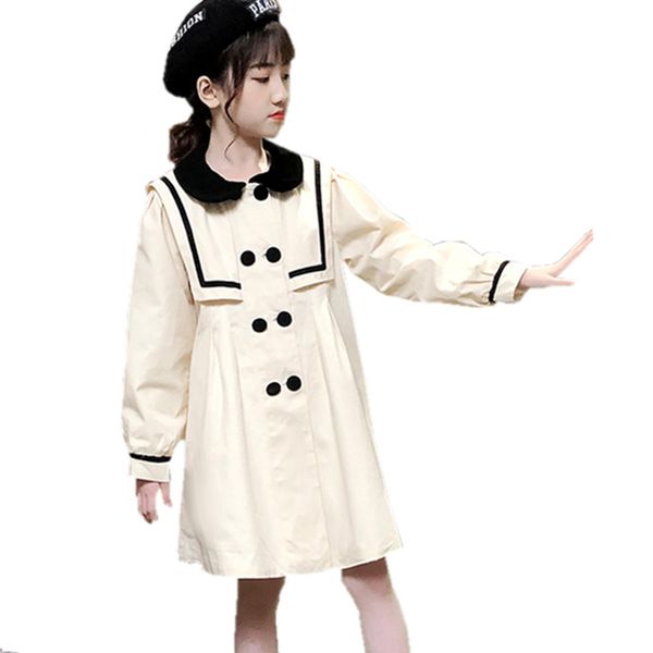

autumn coat for girls double-breasted jacket for girls fashion kids outerwear autumn england teenage clothes 4-14years, Blue;gray