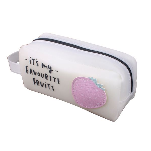 

girls kawaii silicone bag box large pencil case pen fruit stationery supplies