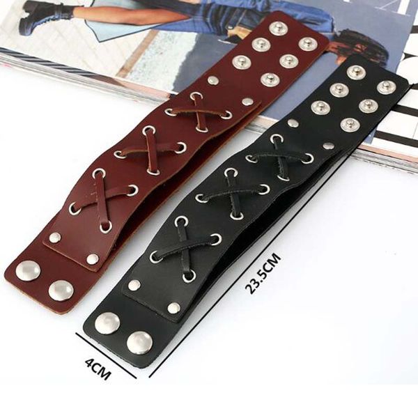 

xeongkvi europe america punk wide leather woven men bracelet contracted fashion party hand catenary accessories11, Golden;silver