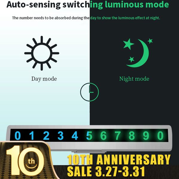 

mobile phone number card decoration car luminous temporary parking card hidden car parking number plate ornaments
