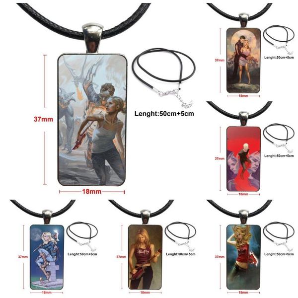 

для женщин девушки ручной работы из стекла кабошон choker подвеска rectangle ожерелье сталь цвет ювелирные изделия довольно buffy the vampir, Silver