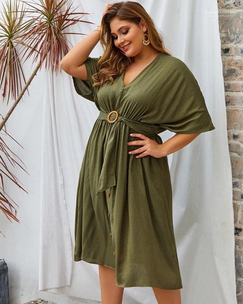 

solid color dayly dress womens designer summer dresses plus size casual v neck sashes dresses holiday, Black;gray