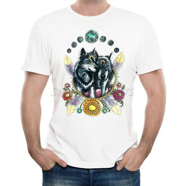 

new arrivals 2019 men's fashion children of the moon design t shirt cool summer wolf printed casual tee