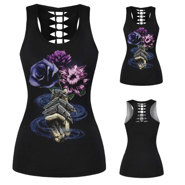 

tank fashion women 3d floral printed sleeveless tank o-neck vest casual blouse casual female sport shirt#30, White;red