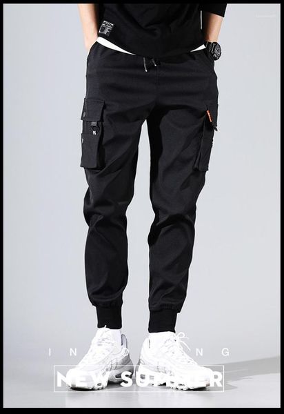 

casual mens harem pants spring autumn ninth pants pencil fashion pants male cargo loose trousers 2019 street, Black