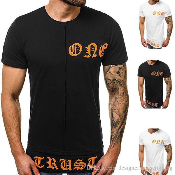

men casual tees summer panelled letter print mens tshirts designer round neck short sleeve black, White;black