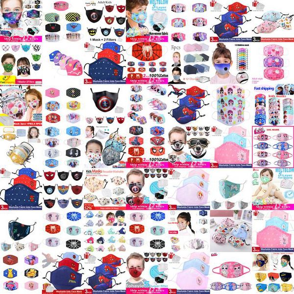 

kids cosplay masks gifts casual washable 100styles cartoon haze mouth face mask children reusable girls dust proof protection anti qslrp, Blue