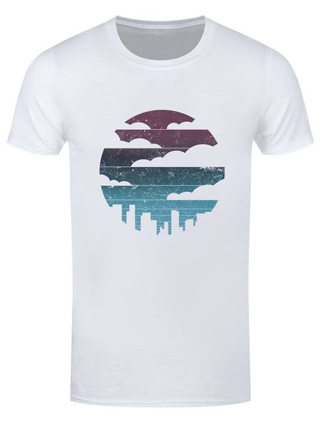 

городской пейзаж с облаками мужская белая футболка с коротким рукавом дешевые продажа хлопка футболки мужские высокого качества топы hipster