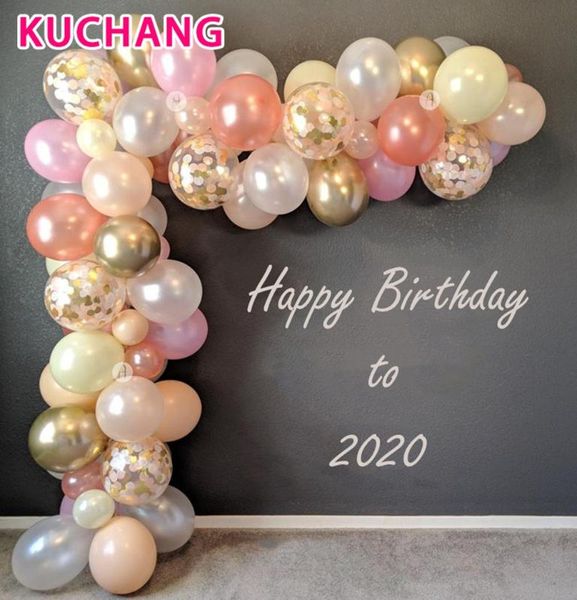 

42pcs/lot rose gold balloon arch kit white latex garland balloons birthday bachelorette wedding backdrop baby shower party decor