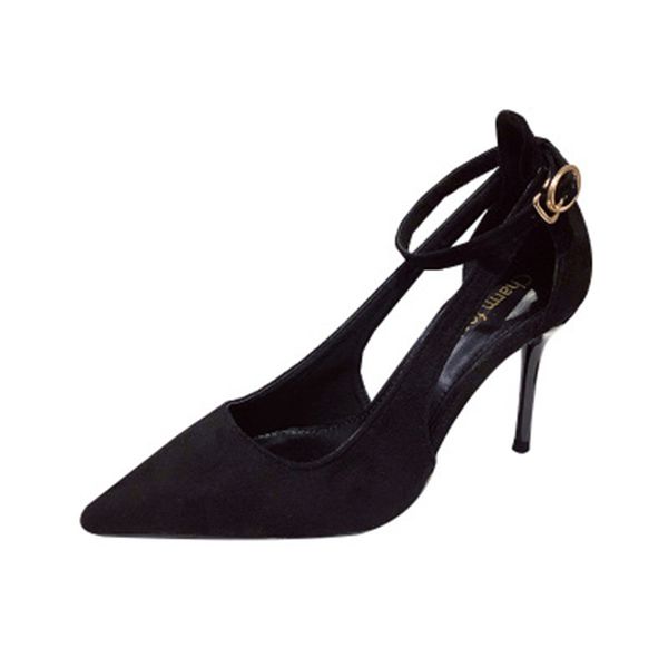 

high heels women 2020 summer new fashion stiletto pointed toe buckle work shoes, Black