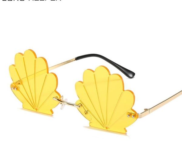 

longkeeper rimless sunglasses 2020 women shell shape eyewear metal frameless funny party sun glasses female candy color oculos, White;black