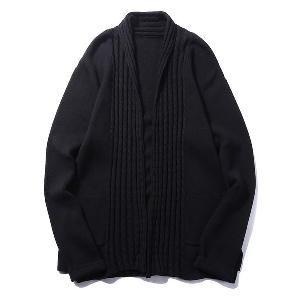 

men's sweaters turn-down collar cotton cardigan autumn winter warm solid comfortable long sleeve clothes knitted casual hombre sweater, White;black